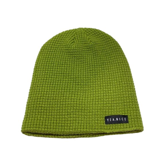 Yea.Nice Mens Beanie Soft Acrylic Lime Green Waffle Weave Beanie Hat Cap Winter - Picture 1 of 3